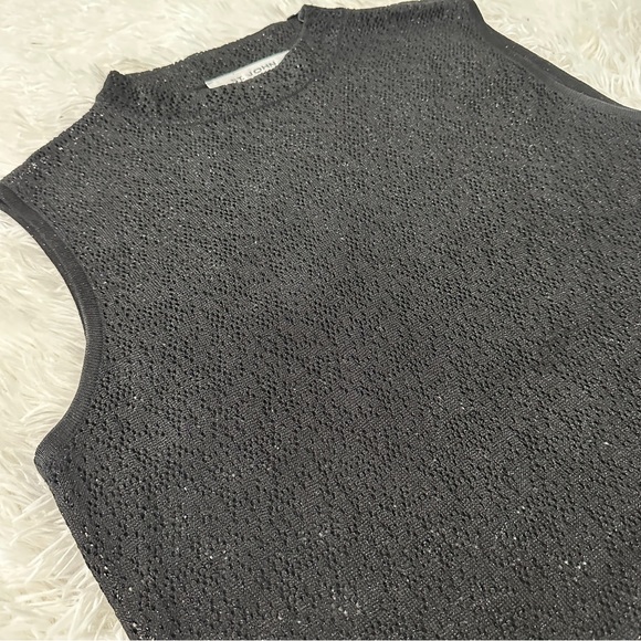 St. John Black Sleeveless Knit Shell Top | Metallic Sparkle | Size 6 - Picture 8 of 14